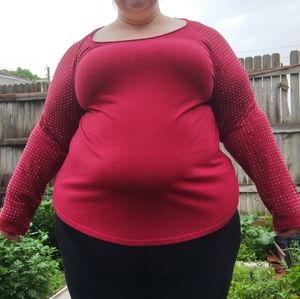 Cato Wine Red Bling Sleeve Tee 22/24